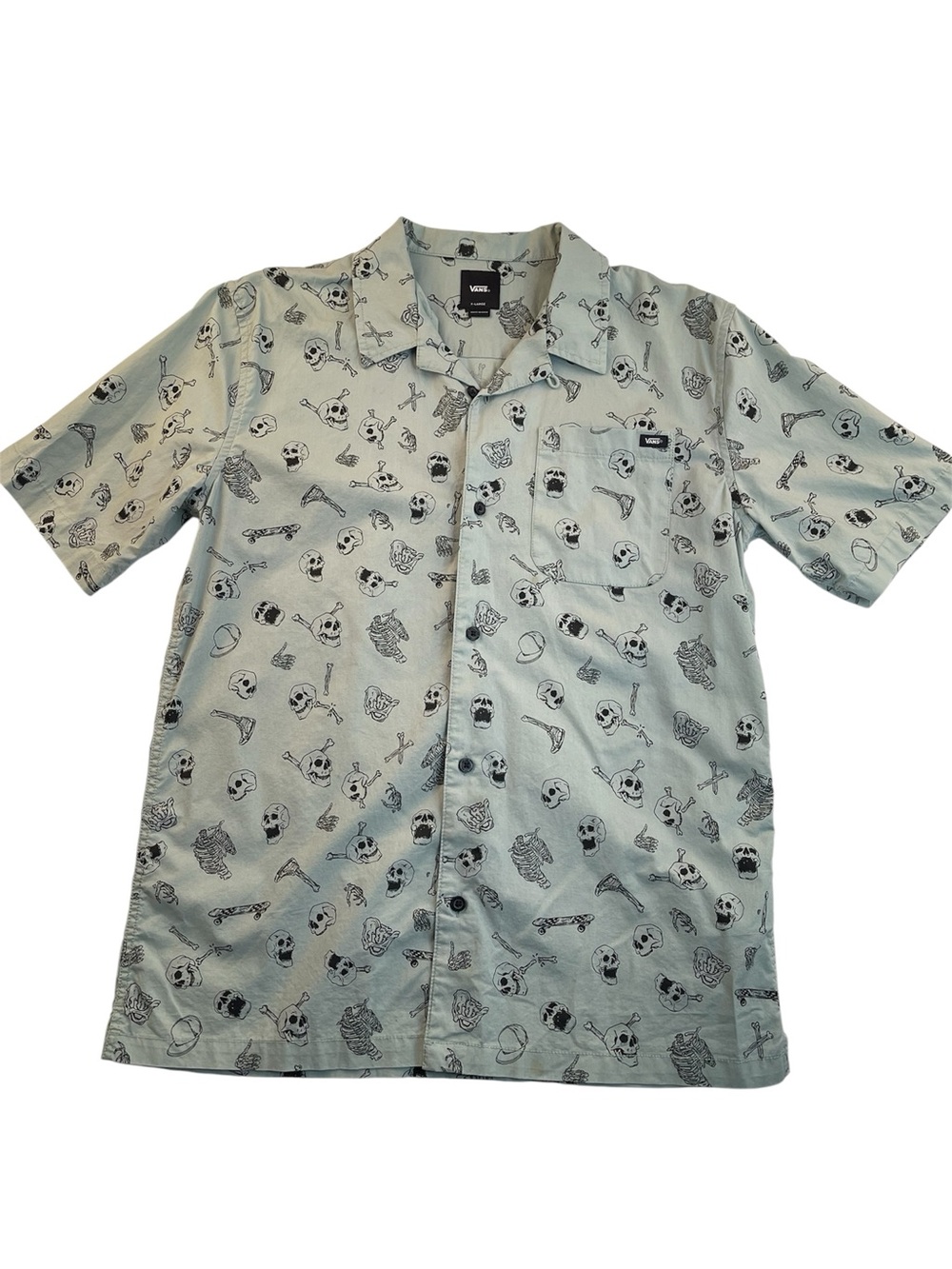 Van’s Skeleton Camp Shirt In Iceberg Green Kids’ size X-Large